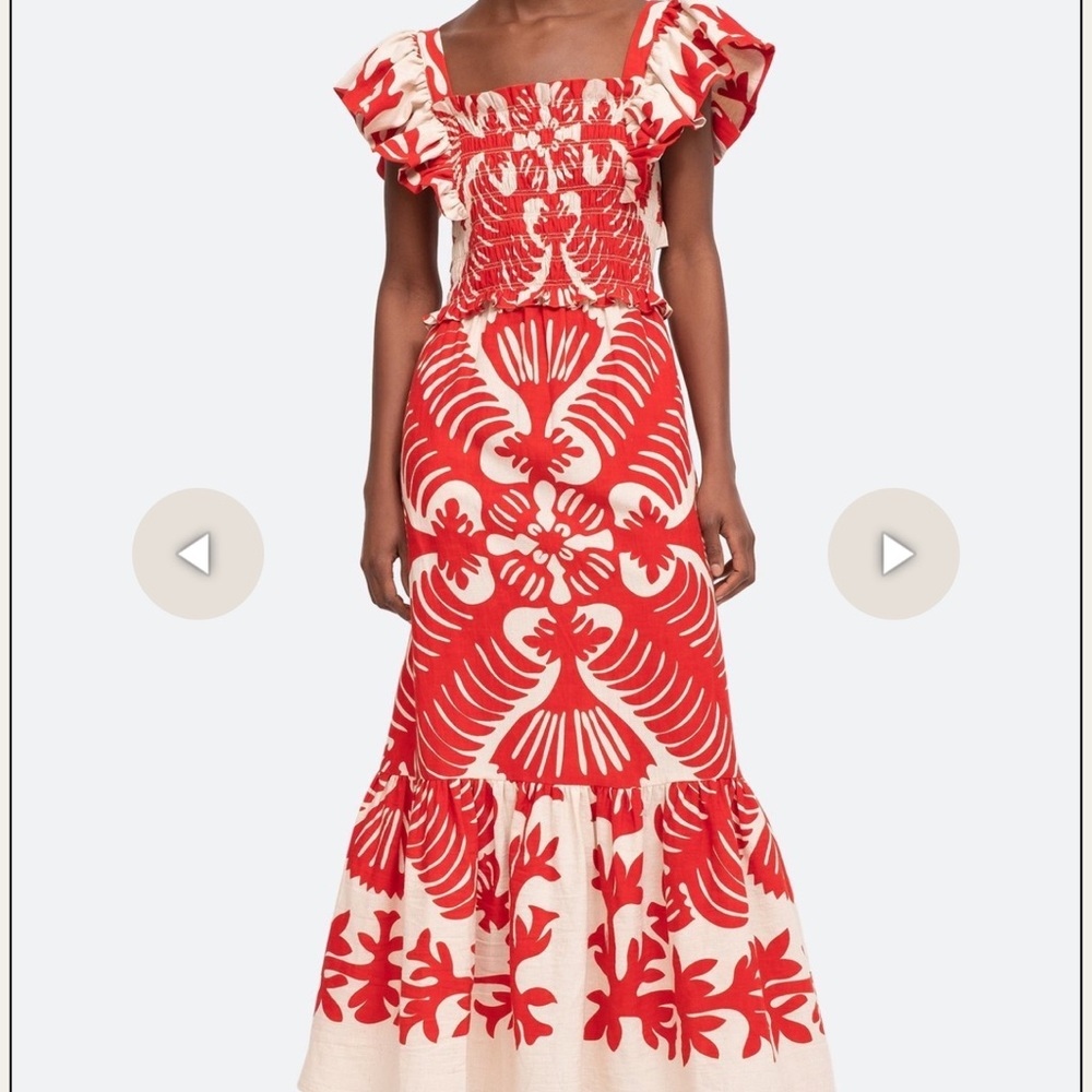 Sea New York Ruby Henrietta Print Smocked Slip Dress